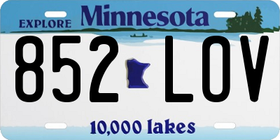 MN license plate 852LOV