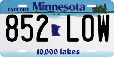 MN license plate 852LOW
