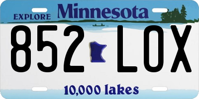 MN license plate 852LOX