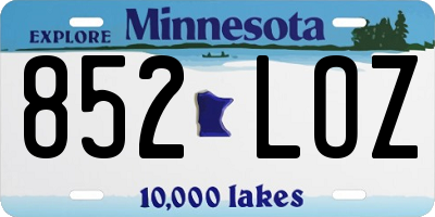 MN license plate 852LOZ