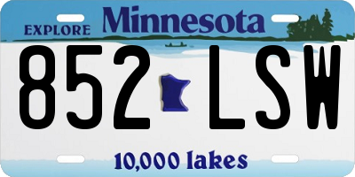 MN license plate 852LSW