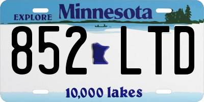 MN license plate 852LTD