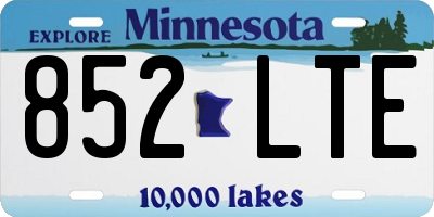 MN license plate 852LTE