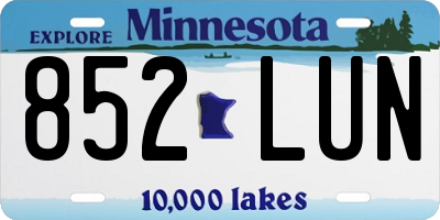 MN license plate 852LUN
