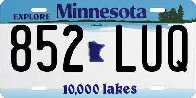 MN license plate 852LUQ