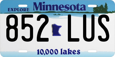 MN license plate 852LUS