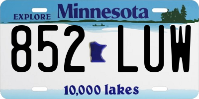 MN license plate 852LUW