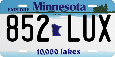 MN license plate 852LUX