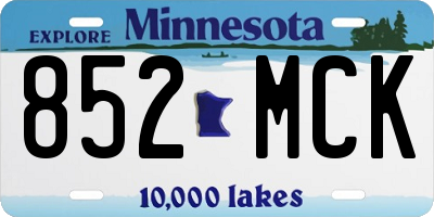 MN license plate 852MCK