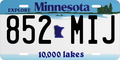 MN license plate 852MIJ