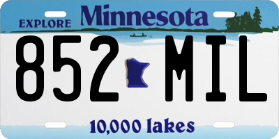 MN license plate 852MIL