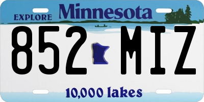 MN license plate 852MIZ