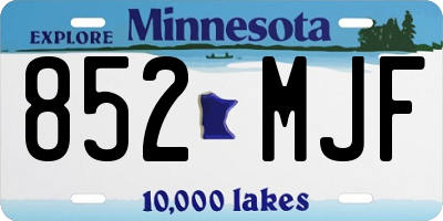MN license plate 852MJF
