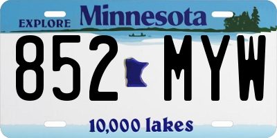 MN license plate 852MYW