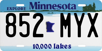 MN license plate 852MYX