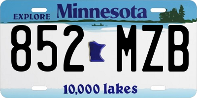 MN license plate 852MZB