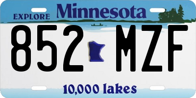 MN license plate 852MZF