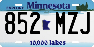 MN license plate 852MZJ