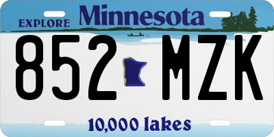 MN license plate 852MZK