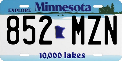 MN license plate 852MZN