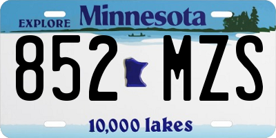 MN license plate 852MZS