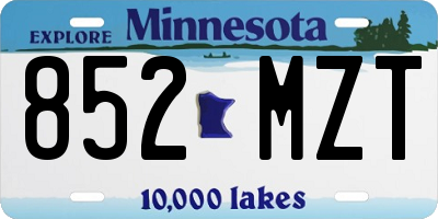 MN license plate 852MZT