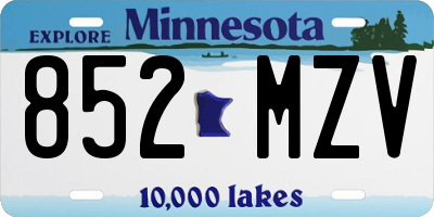MN license plate 852MZV