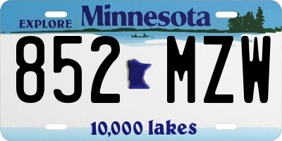 MN license plate 852MZW