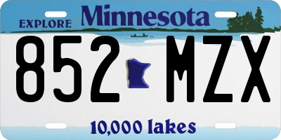 MN license plate 852MZX