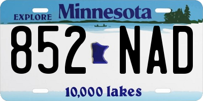 MN license plate 852NAD