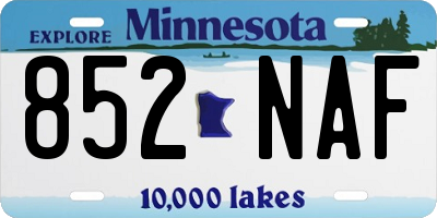 MN license plate 852NAF