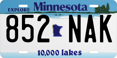 MN license plate 852NAK