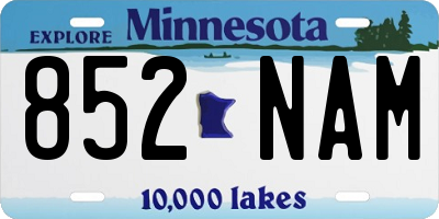 MN license plate 852NAM