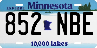 MN license plate 852NBE