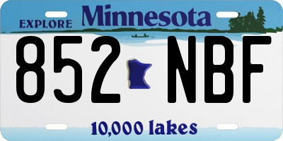 MN license plate 852NBF