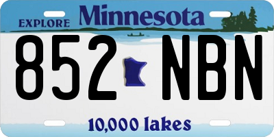 MN license plate 852NBN