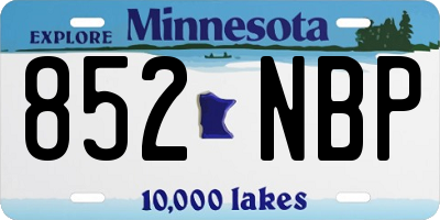 MN license plate 852NBP