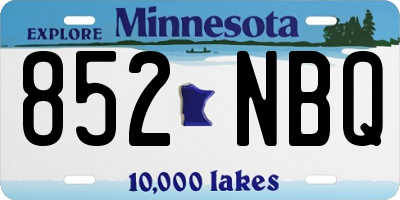MN license plate 852NBQ