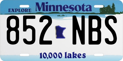 MN license plate 852NBS