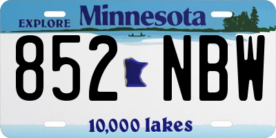 MN license plate 852NBW