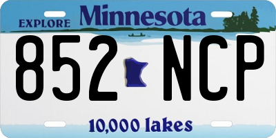 MN license plate 852NCP