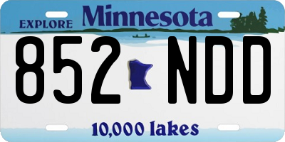 MN license plate 852NDD
