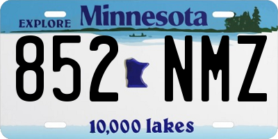 MN license plate 852NMZ
