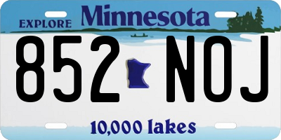 MN license plate 852NOJ
