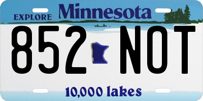 MN license plate 852NOT