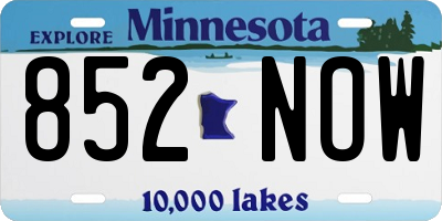 MN license plate 852NOW