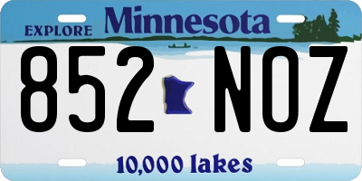 MN license plate 852NOZ