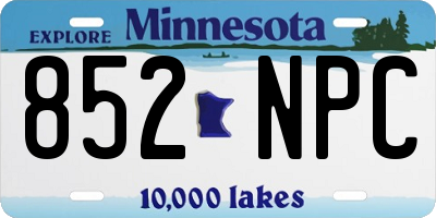 MN license plate 852NPC