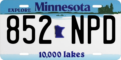 MN license plate 852NPD
