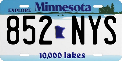 MN license plate 852NYS